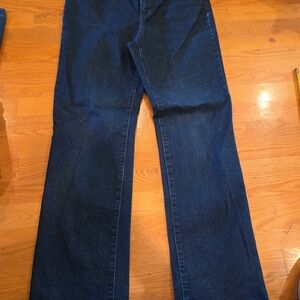 Gloria Vanderbilt Navy Blue Denim Jeans with Paisley Waistband
